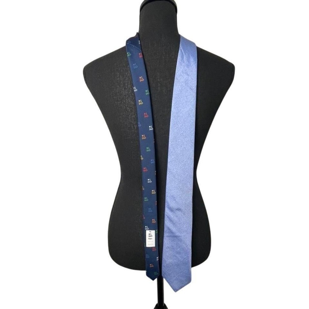 Blue and navy #1 Dad neck tie with a relaxed fit polyester 3" bottom width.